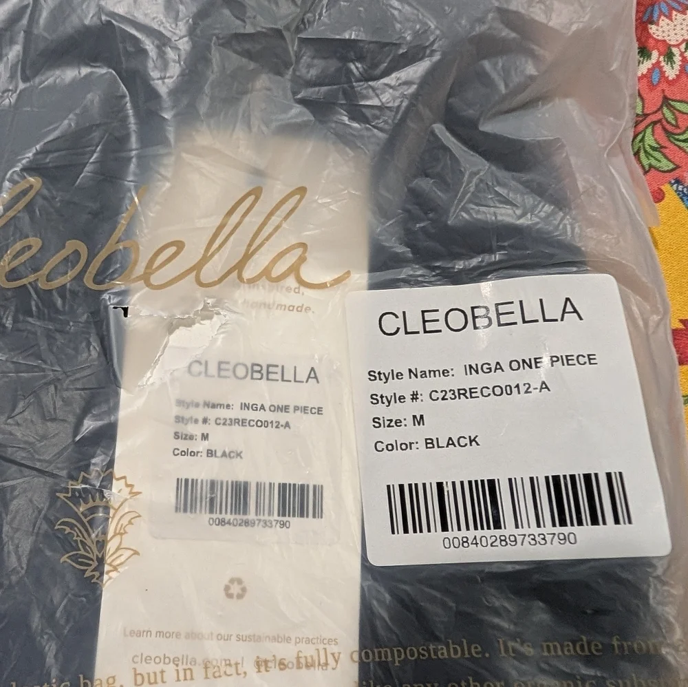 Cleobella Inga Large Bow Bathing Suit Size S Black New!